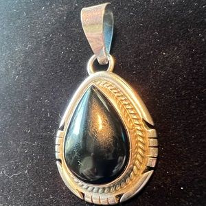 Jon McCray Signed Silver Onyx Pendant.